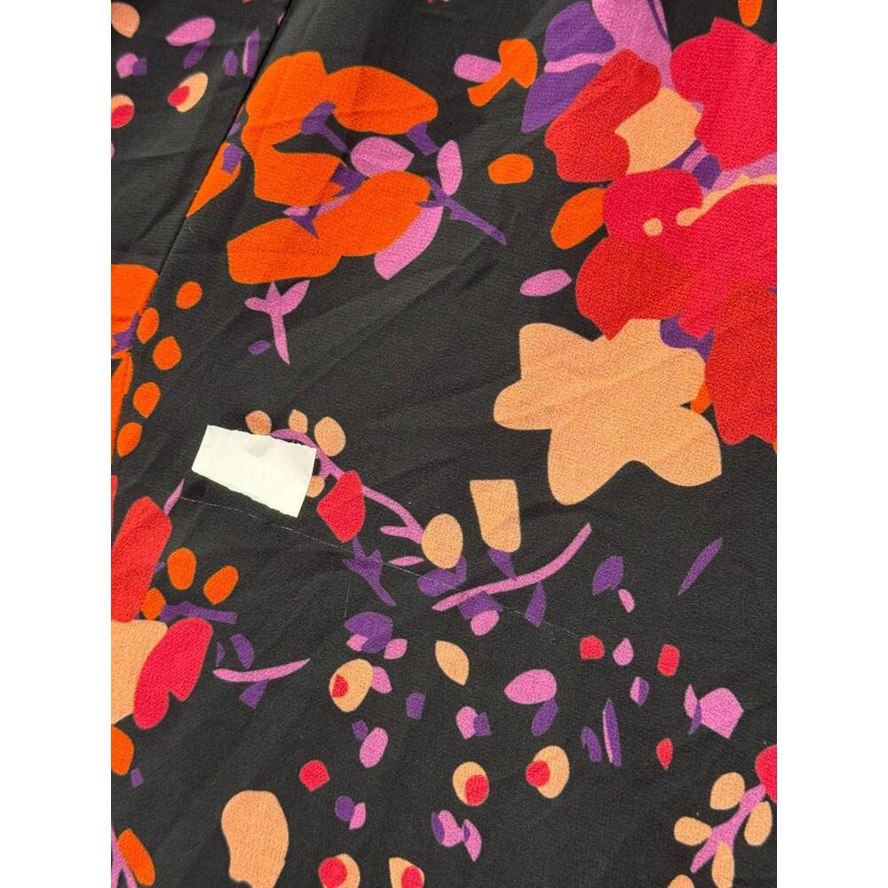 Slate & Willow Black Floral Midi Wrap Dress Size M with Fabric Pull - Picture 9 of 9